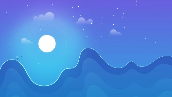 moon blue moonlight stars night landscape minimal art 2k 4k 5k 8k