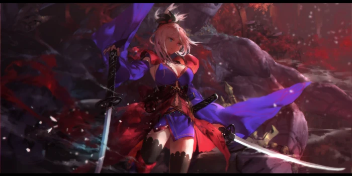 anime girls Fate Grand Order sword katana Miyamoto Musashi fate grand order 2k 4k