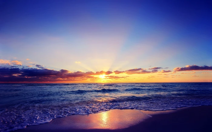 Beautiful sunset sun sea waves beach clouds sunrise at the 2k