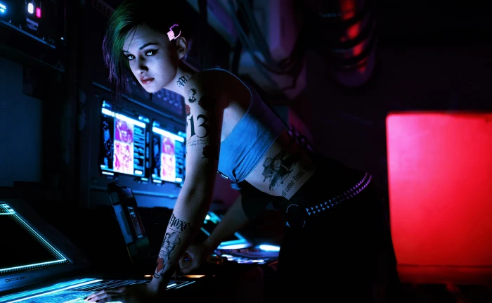 Judy Alvarez Cyberpunk video games tattoo 2k 4k