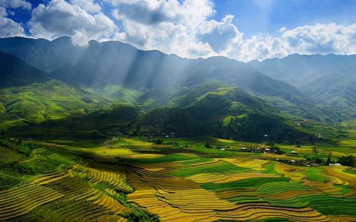 Vietnam Yen Bai Province beautiful scenery valley fields 2k