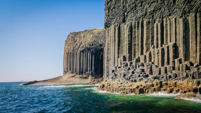 sea Scotland nature landscape coast Staffa Island pillar 2k