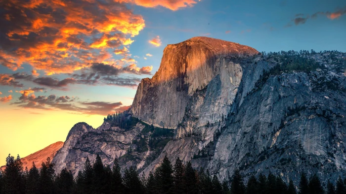 nature mountains cliff rock sunset Yosemite National Park 2k