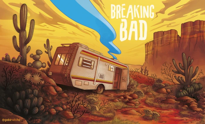 Gabirotcho digital art fan Breaking Bad desert cactus 17 2k