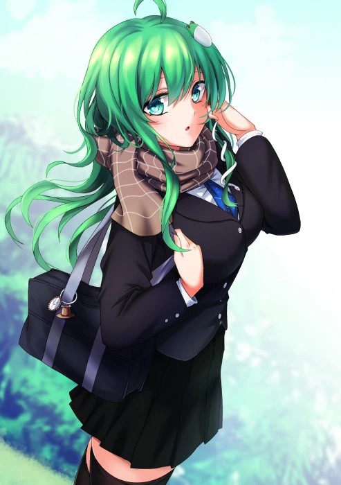 anime girls Touhou Kochiya Sanae long hair green 2k