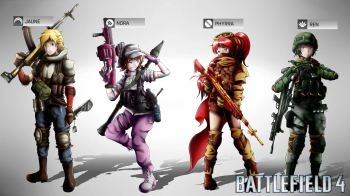 Battlefield 4 game wallpaepr RWBY anime boys girls weapon 2k