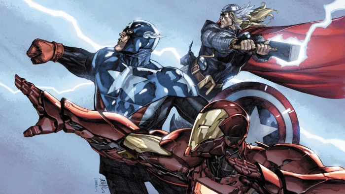 Captain America and Iron Man digital wallpaper Thor Marvel Comics 2k
