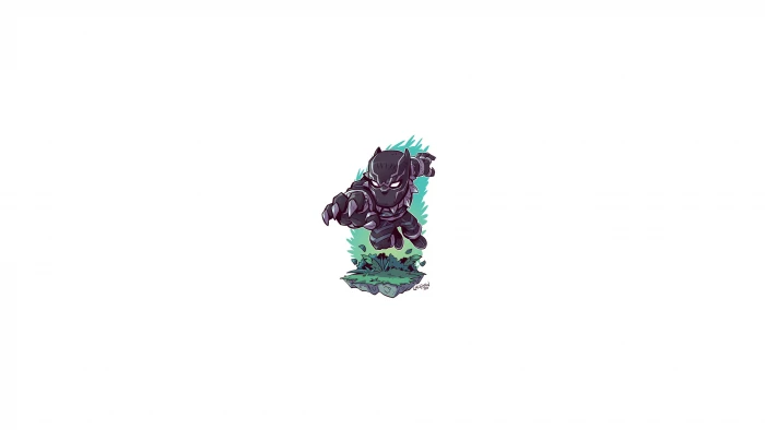 Black Panther Marvel Comics hero chibi minimalism Heroes 2k 4k