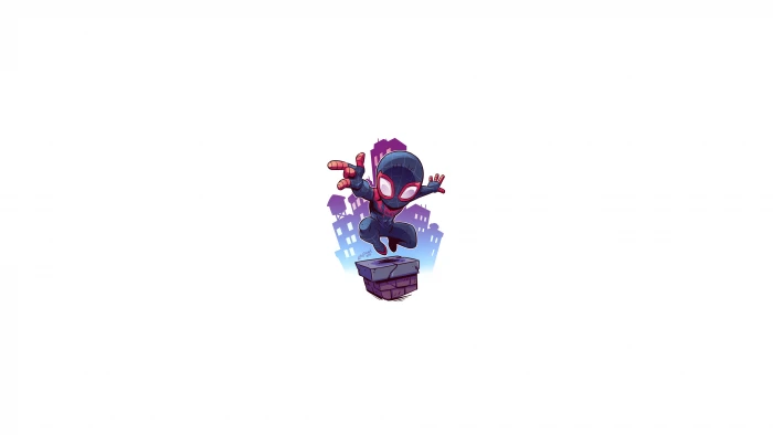 chibi minimalism Miles Morales Spider Man Marvel Comics 2k 4k