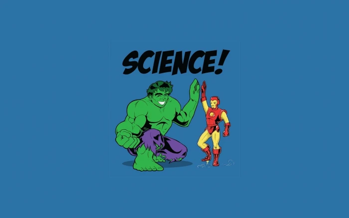 Incredible Hulk and Iron Man illustration Marvel Comics science 2k