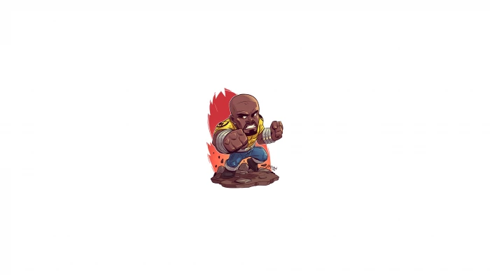 Luke Cage Marvel Comics chibi minimalism Heroes 2k 4k