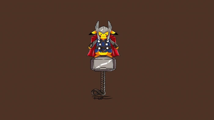 Pokemon Pikachu Thor costume minimalism superhero hammer studio shot 2k
