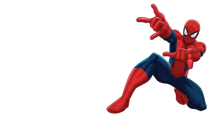 spider man studio shot red white background copy space 2k