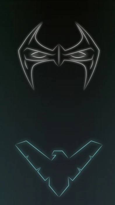 two Batman logos superhero neon lights glowing illuminated