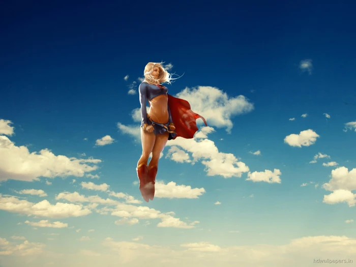 anime clouds DC Comics cape Supergirl sky digital art 2k