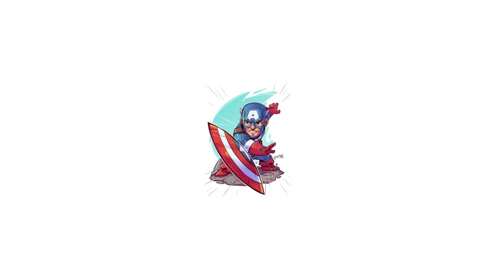Captain America Marvel Comics soldier chibi minimalism 2k 4k
