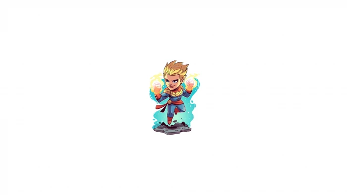 Captain Marvel Comics chibi minimalism MCU Heroes 2k 4k