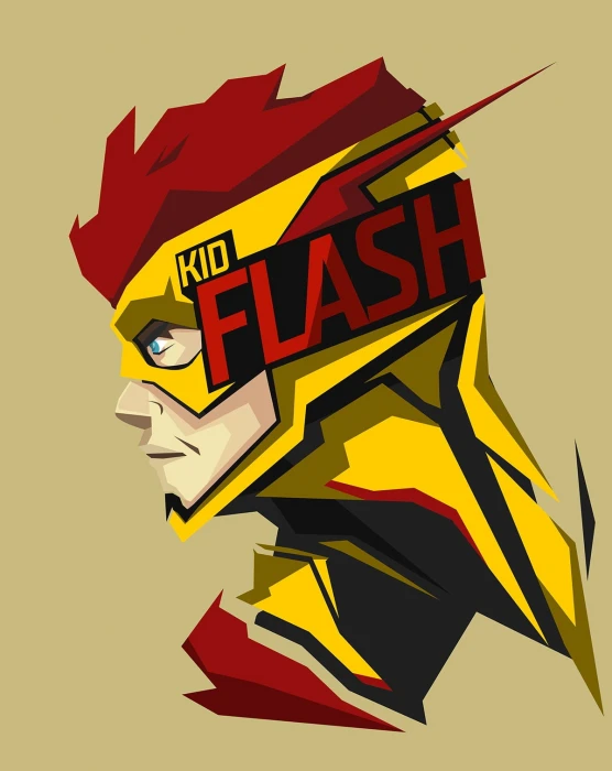Kid Flash animated character poster superhero DC Comics yellow