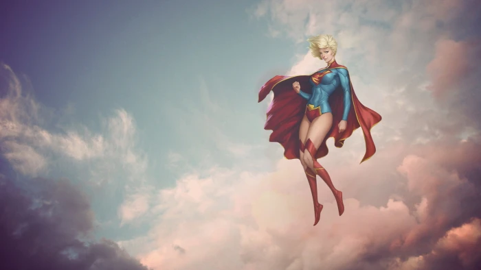 Supergirl digital wallpaper illustration women fantasy art 2k