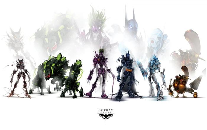 Superheroes robots wallpaper Batman art and craft nature representation 2k