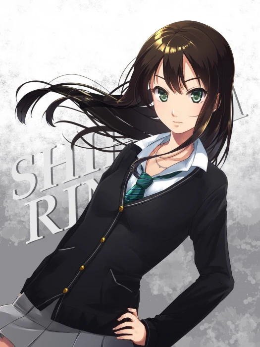 anime girls Shibuya Rin sweater green eyes long hair
