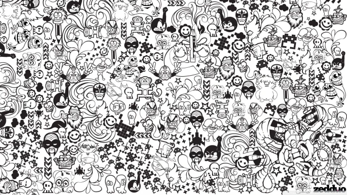 black and white anime illustration drawing doodle backgrounds 2k