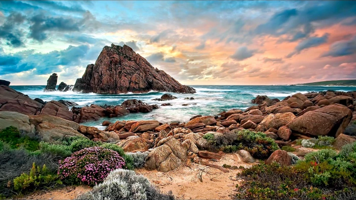 sky nature sea coast shore rock australia ocean beach 2k