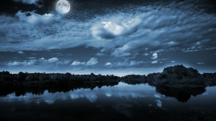 sky reflection nature water full moon moonlight cloud 2k 4k