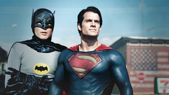 superhero DC Comics Batman Superman portrait looking at camera 2k