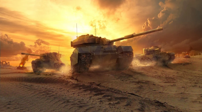 World of Tanks wallpaper England Sunset The sky Sand Clouds 2k