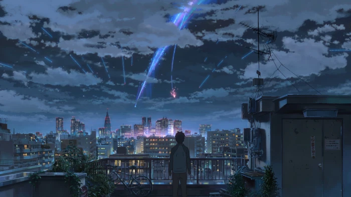 cloudy sky illustration Makoto Shinkai Kimi no Na Wa anime 2k 4k
