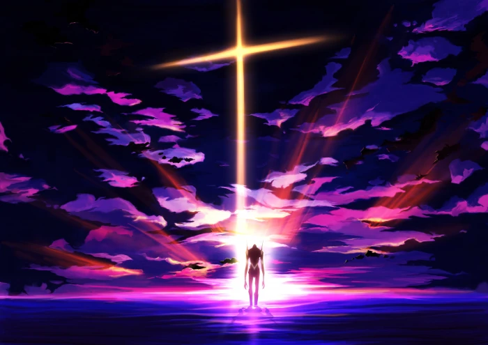 Neon Genesis Evangelion wallpaper EVA Unit 01 anime cross 2k 4k