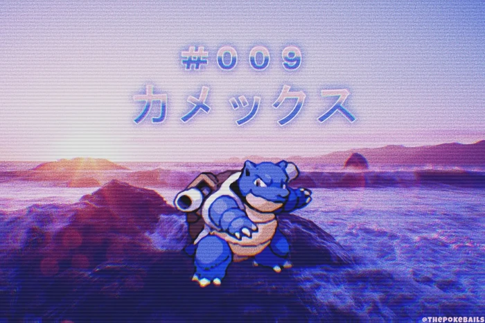 Pok mon Blastoise Kamex Kamekkusu vaporwave water beach 2k