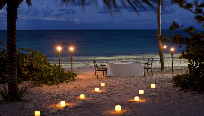 vacation candles sea beach landscape 2k
