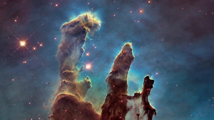 galaxy digital wallpaper Pillars of Creation space stars nebula 2k