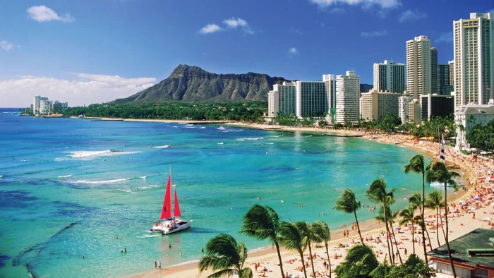 Hawaii City Beach Desktop Wallpaper 2k