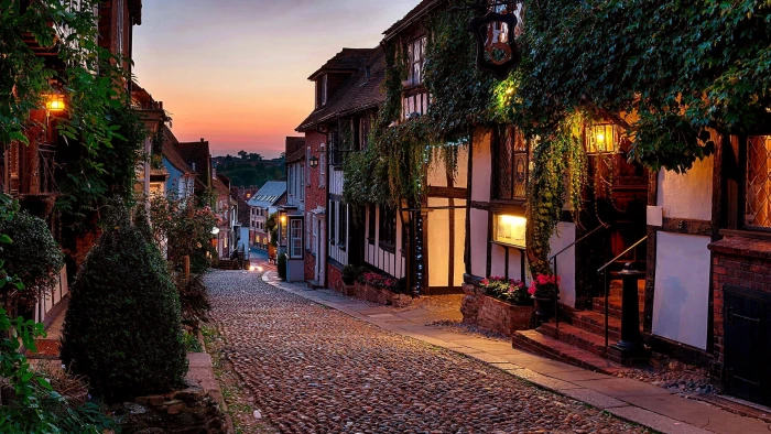 mermaid street east sussex rye evening united kingdom alley 2k