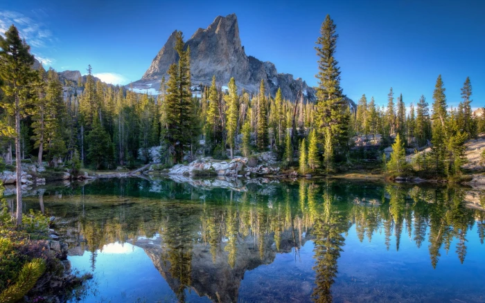 nature landscape Idaho lake reflection water mountains 2k