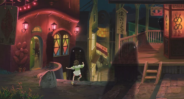 Studio Ghibli Spirited Away anime girls architecture 2k