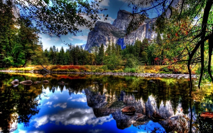 body of water and green trees nature lake landscape mountains 2k