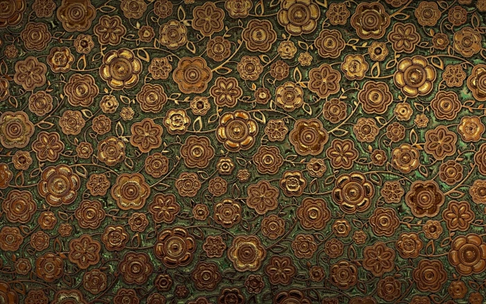 brown and green floral print textile ornament pattern texture 2k