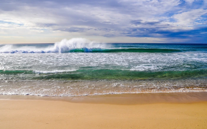 sea beach sky horizon 2k