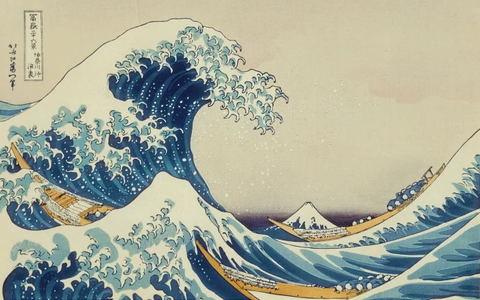 The Great Wave off Kanagawa painting waves Japanese classic art 2k