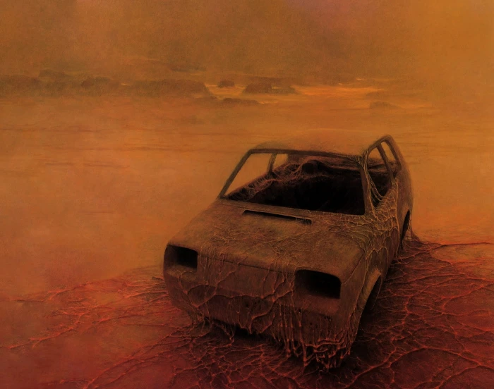 Zdzislaw Beksinski Stranded gray 3 door hatchback Artistic 2k