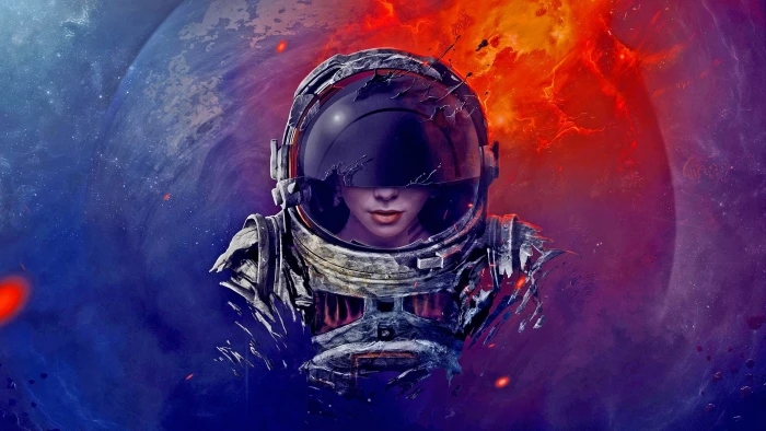 astronaut wallpaper digital art spacesuit helmet universe 2k
