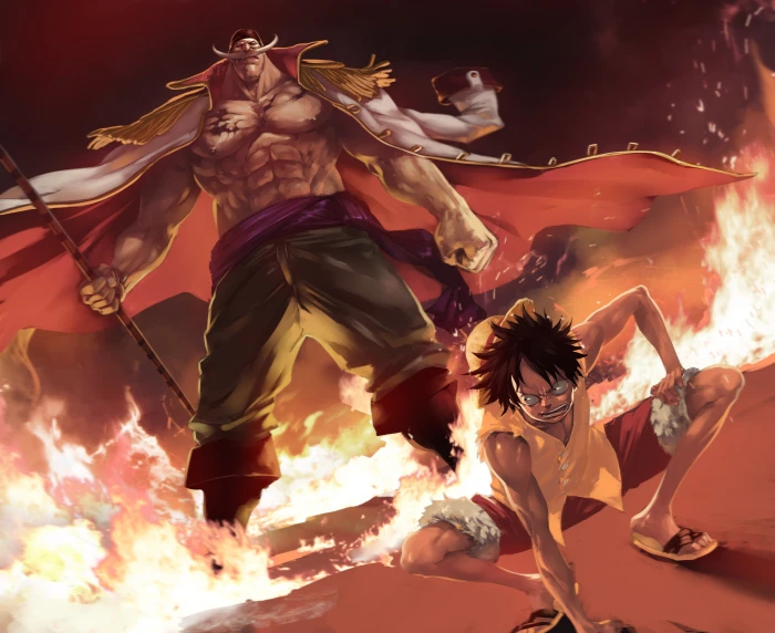 one piece monkey d luffy whitebeard edward newgate fire 2k