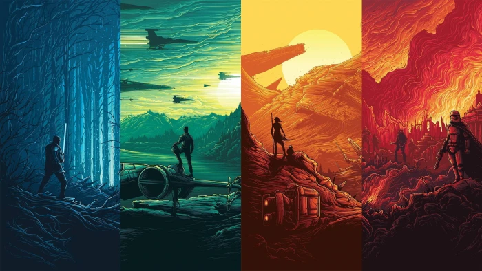 Star Wars wallpaper The Force Awakens collage vector 2k