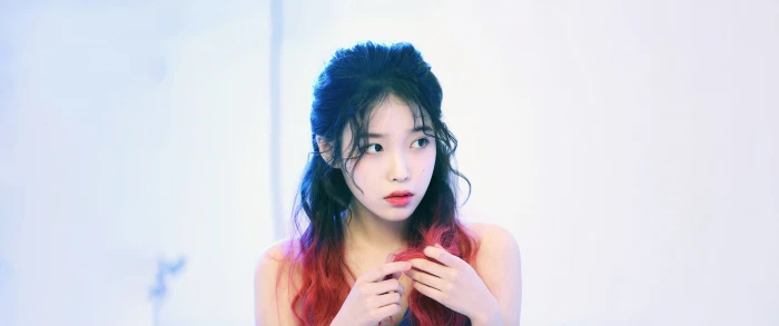 IU Lee Ji Eun Korean ombre hair red long 2k