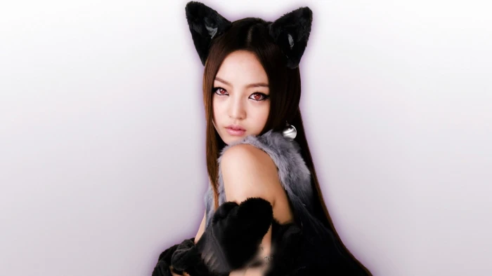 women s gray and black sleeveless top Kara K pop cat ears 2k