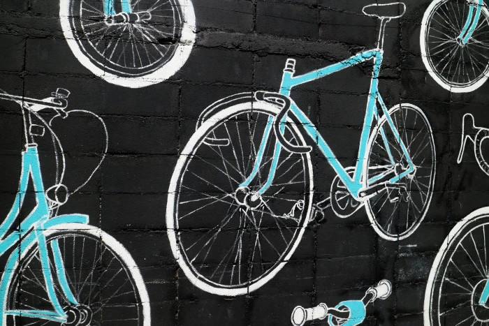 teal and white bicycle wall artwork bike bangkok amoled black 76 2k 4k 5k